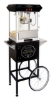 Black 8oz Oscar series popcorn machine with cart - front view